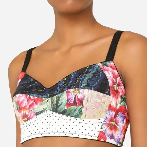 Dolce & Gabbana Patchwork Drill Brocade Bustier Top and Culotte Shorts Briefs - Picture 3 of 16